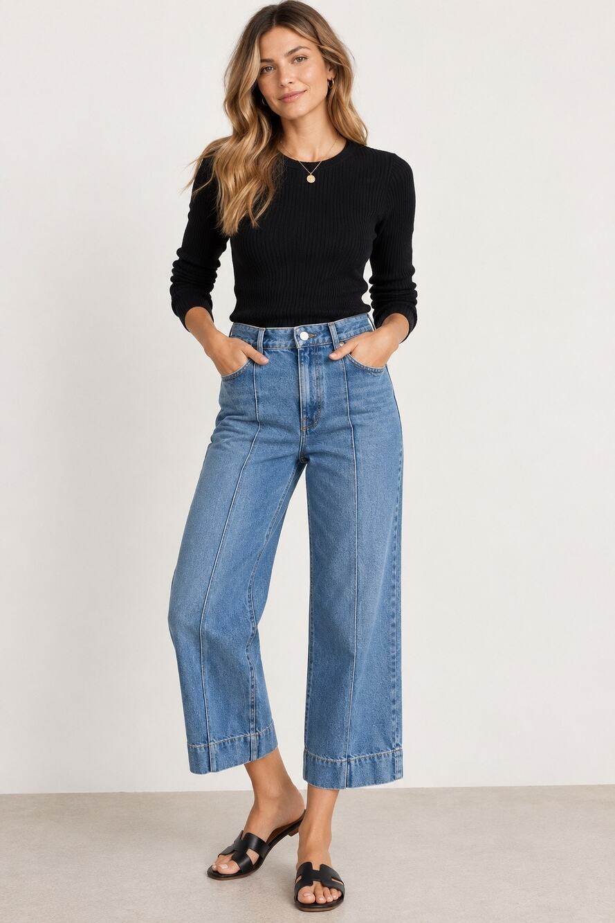 Zara Crop Wide Leg Front Seam Z1975 Jeans – Size 4